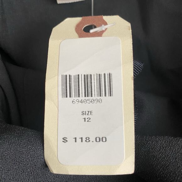 Anthropologie BHLDN‎ Dress ONE SHOULDER Sz 12 Black Slit Cutout Back Midi NEW - Picture 10 of 16